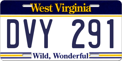WV license plate DVY291