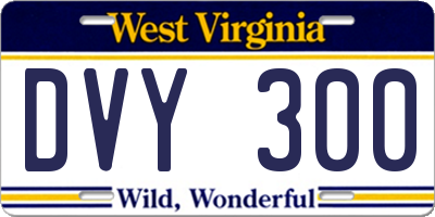 WV license plate DVY300