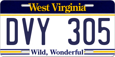 WV license plate DVY305