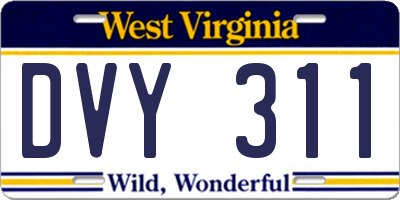 WV license plate DVY311