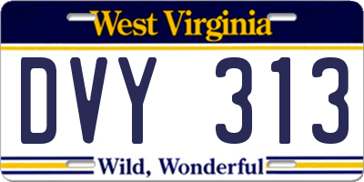 WV license plate DVY313