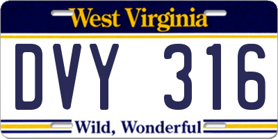 WV license plate DVY316