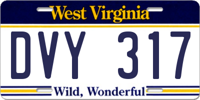 WV license plate DVY317