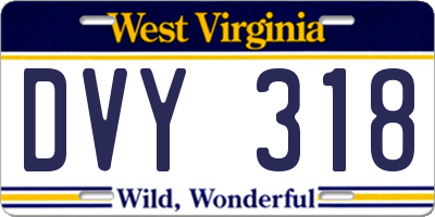WV license plate DVY318