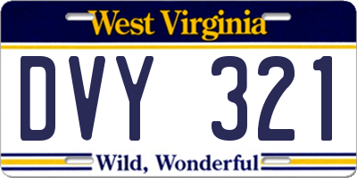 WV license plate DVY321