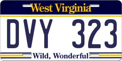 WV license plate DVY323