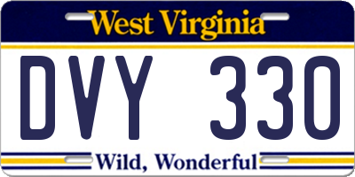 WV license plate DVY330