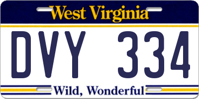 WV license plate DVY334