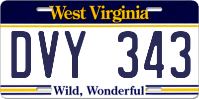 WV license plate DVY343
