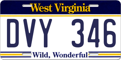 WV license plate DVY346