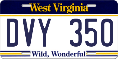 WV license plate DVY350