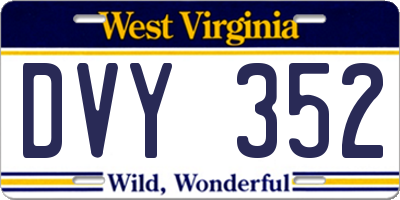 WV license plate DVY352