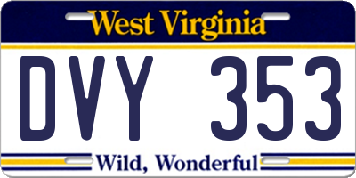 WV license plate DVY353