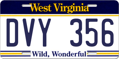 WV license plate DVY356