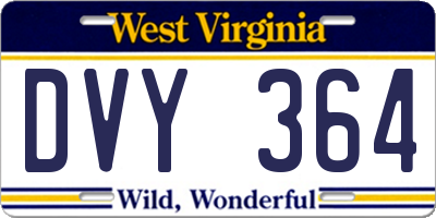 WV license plate DVY364