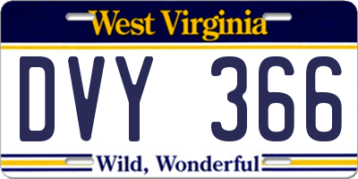 WV license plate DVY366