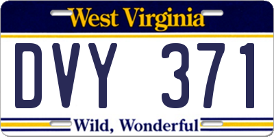 WV license plate DVY371