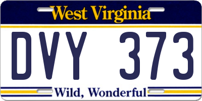 WV license plate DVY373