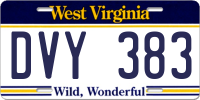 WV license plate DVY383