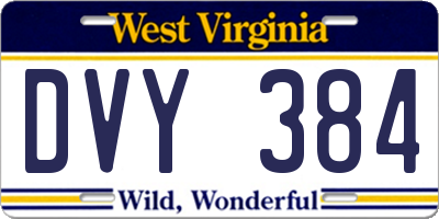 WV license plate DVY384