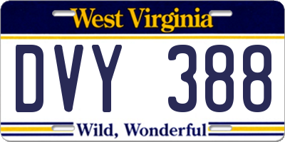 WV license plate DVY388