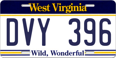 WV license plate DVY396