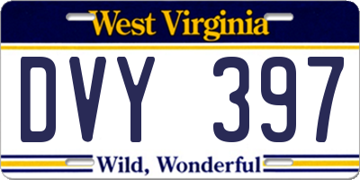 WV license plate DVY397