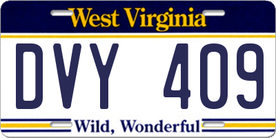 WV license plate DVY409