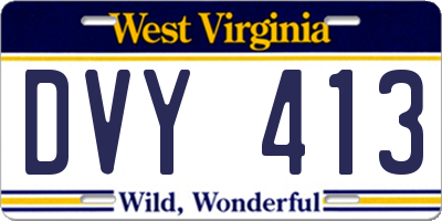 WV license plate DVY413