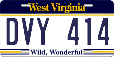 WV license plate DVY414