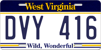 WV license plate DVY416