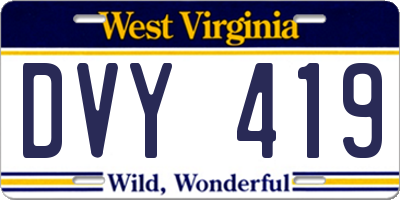 WV license plate DVY419