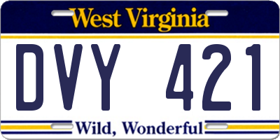 WV license plate DVY421