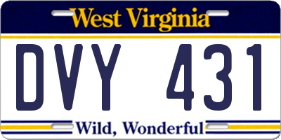 WV license plate DVY431