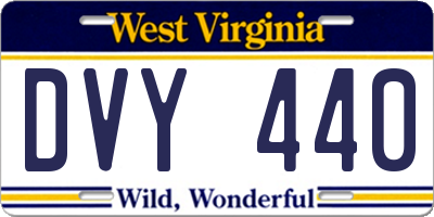WV license plate DVY440