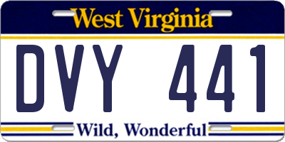 WV license plate DVY441
