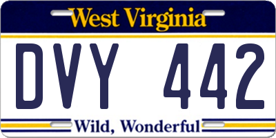WV license plate DVY442