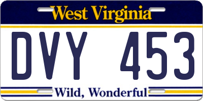 WV license plate DVY453