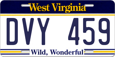 WV license plate DVY459