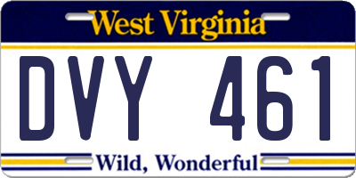 WV license plate DVY461