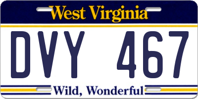 WV license plate DVY467