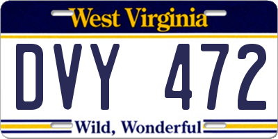 WV license plate DVY472