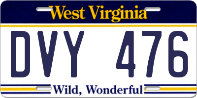 WV license plate DVY476