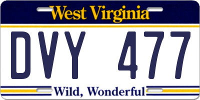 WV license plate DVY477