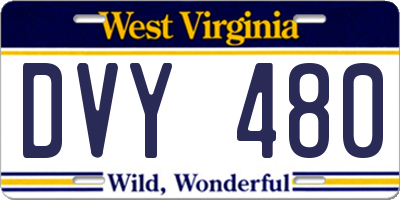 WV license plate DVY480