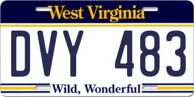 WV license plate DVY483