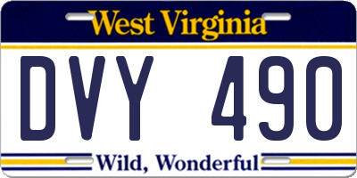 WV license plate DVY490