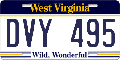 WV license plate DVY495