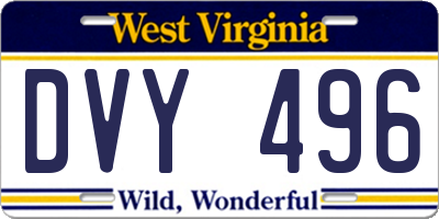 WV license plate DVY496