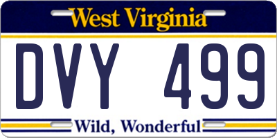 WV license plate DVY499